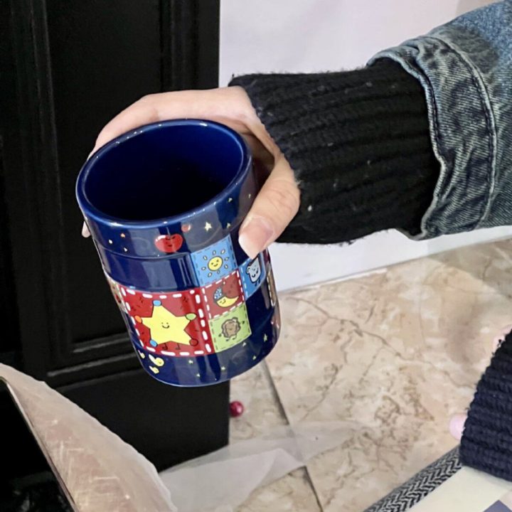韩式手绘格子马克杯｜小众高颜值情侣杯｜Boom Cup