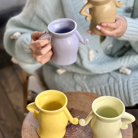 韩式扭扭杯陶瓷马克杯｜小众花瓶桌面摆件｜Boom Cup
